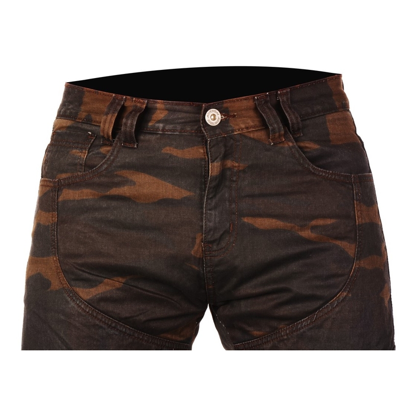 Jeansy na motocykel Ayrton Camino hnedé camo výpredaj