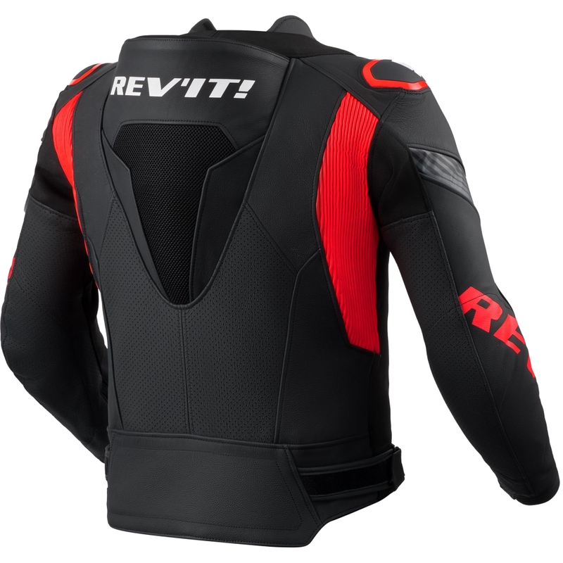 Kožená bunda na motorku Revit Argon 3 PRO čierno-fluo červená