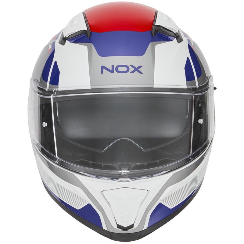 Integrálna helma na motorku NOX N402 Mentor bielo-modro-červená