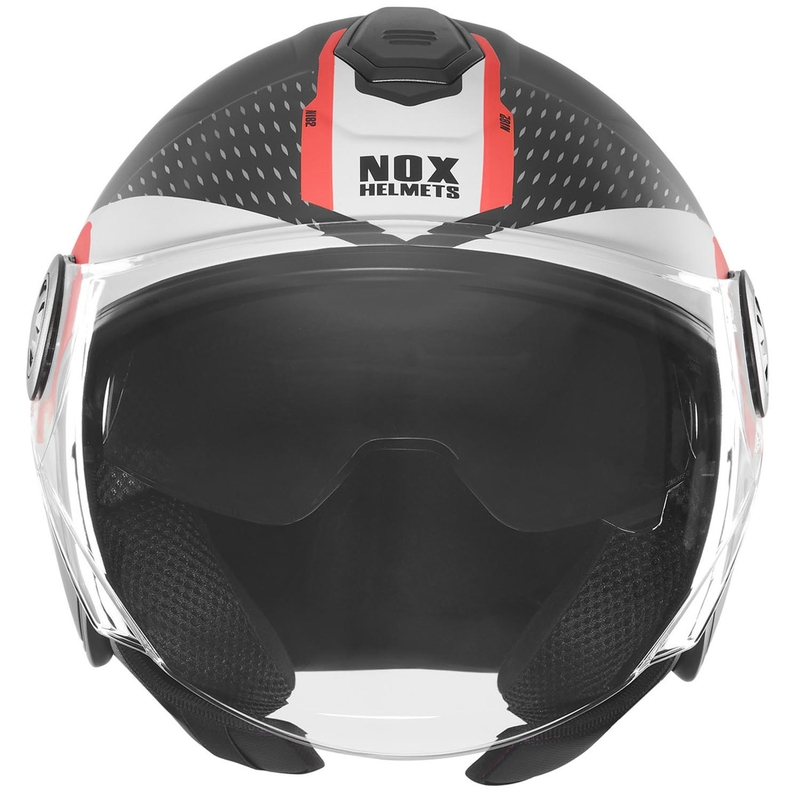 Otvorená prilba na motorku NOX N182 Round matná čierno-červená