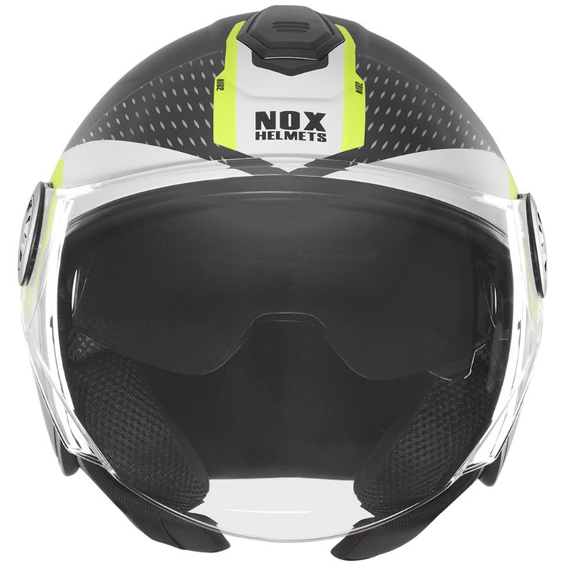 Otvorená prilba na motorku NOX N182 Round matná čierno-fluo žltá