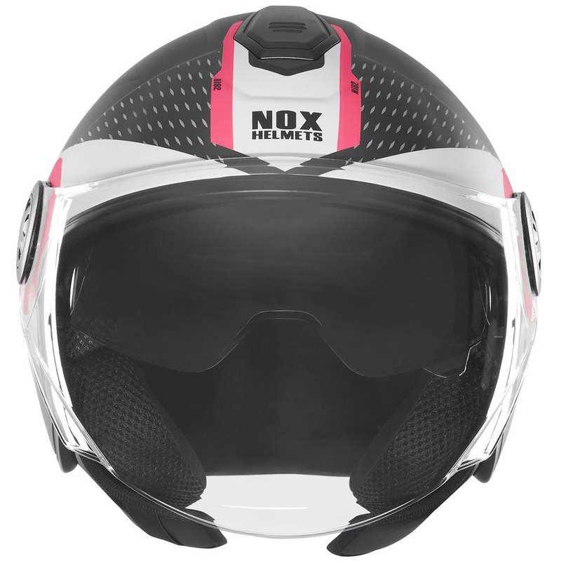 Otvorená prilba na motorku NOX N182 Round matná čierno-ružová