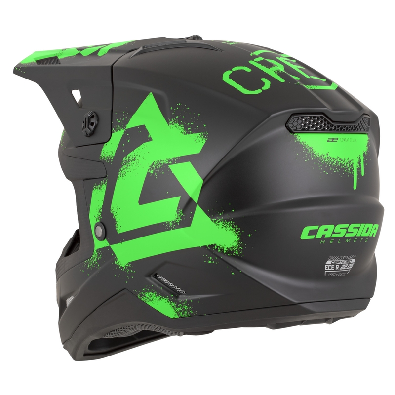 Motokrosová prilba na motorku Cassida Cross Cup 2 Crew matná čierno-fluo zelená