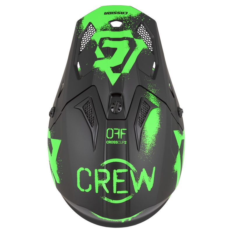 Motokrosová prilba na motorku Cassida Cross Cup 2 Crew matná čierno-fluo zelená