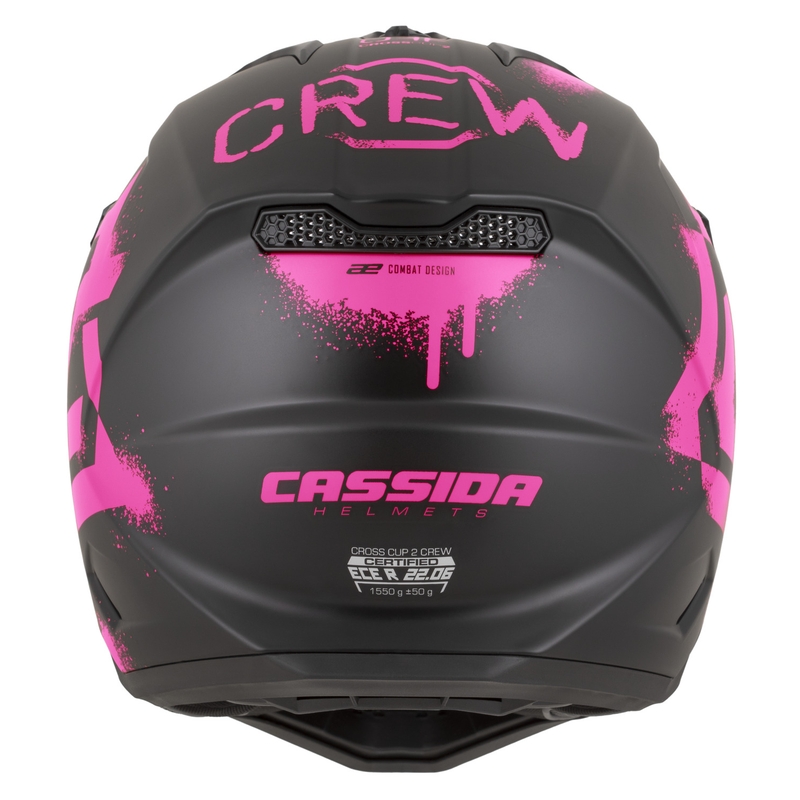Motokrosová prilba na motorku Cassida Cross Cup 2 Crew matná čierno-fluo ružová