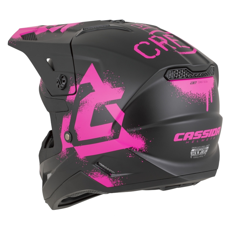 Detská motokrosová helma na motorku Cassida Cross Cup 2 Crew Junior matná čierno-fluo ružová