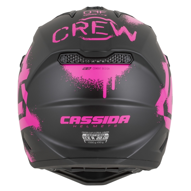 Detská motokrosová helma na motorku Cassida Cross Cup 2 Crew Junior matná čierno-fluo ružová