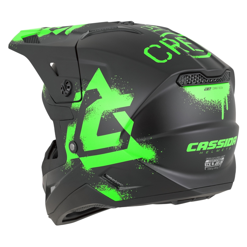 Detská motokrosová prilba na motorku Cassida Cross Cup 2 Crew Junior matná čierno-fluo zelená