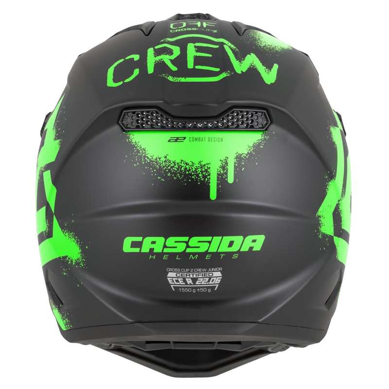 Detská motokrosová prilba na motorku Cassida Cross Cup 2 Crew Junior matná čierno-fluo zelená