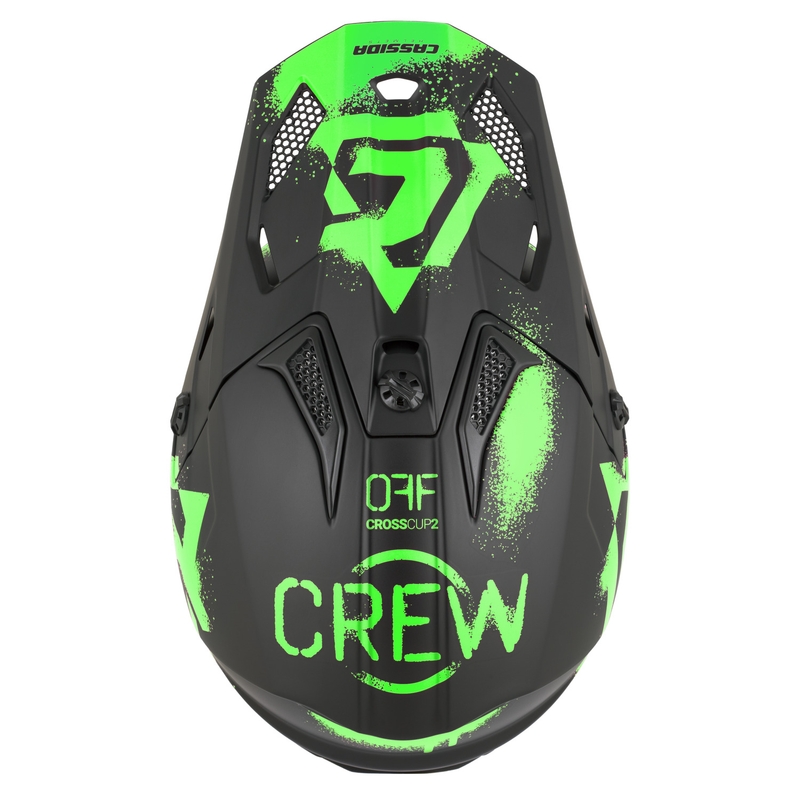 Detská motokrosová prilba na motorku Cassida Cross Cup 2 Crew Junior matná čierno-fluo zelená