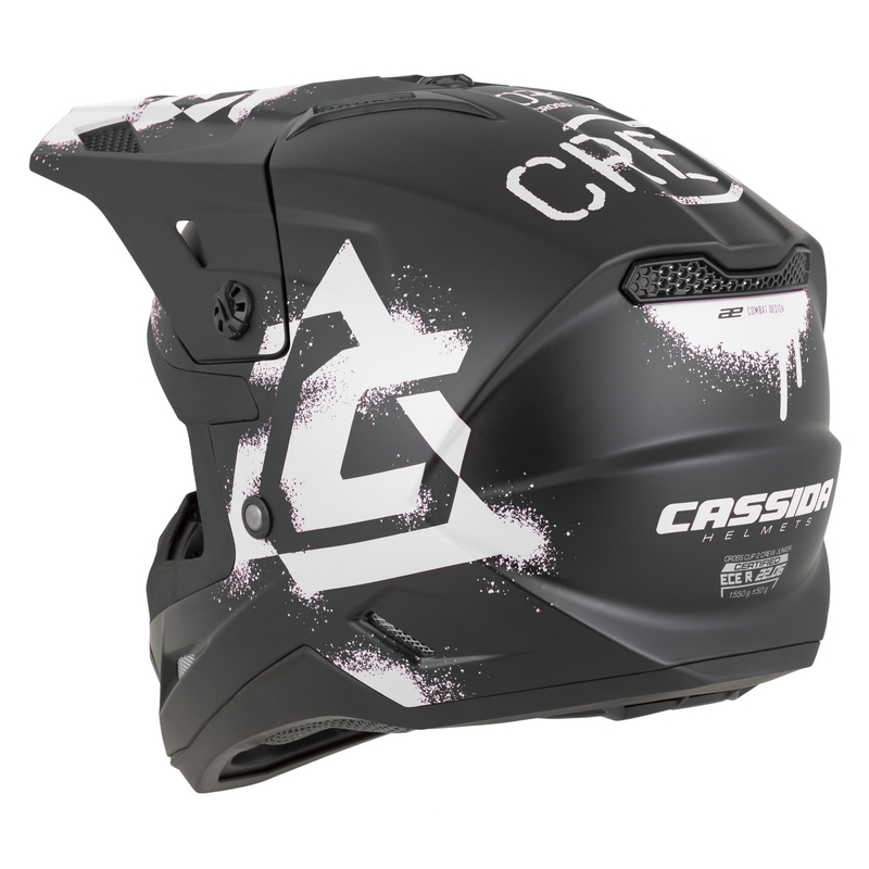 Detská motokrosová helma na motorku Cassida Cross Cup 2 Crew Junior matná čierno-biela