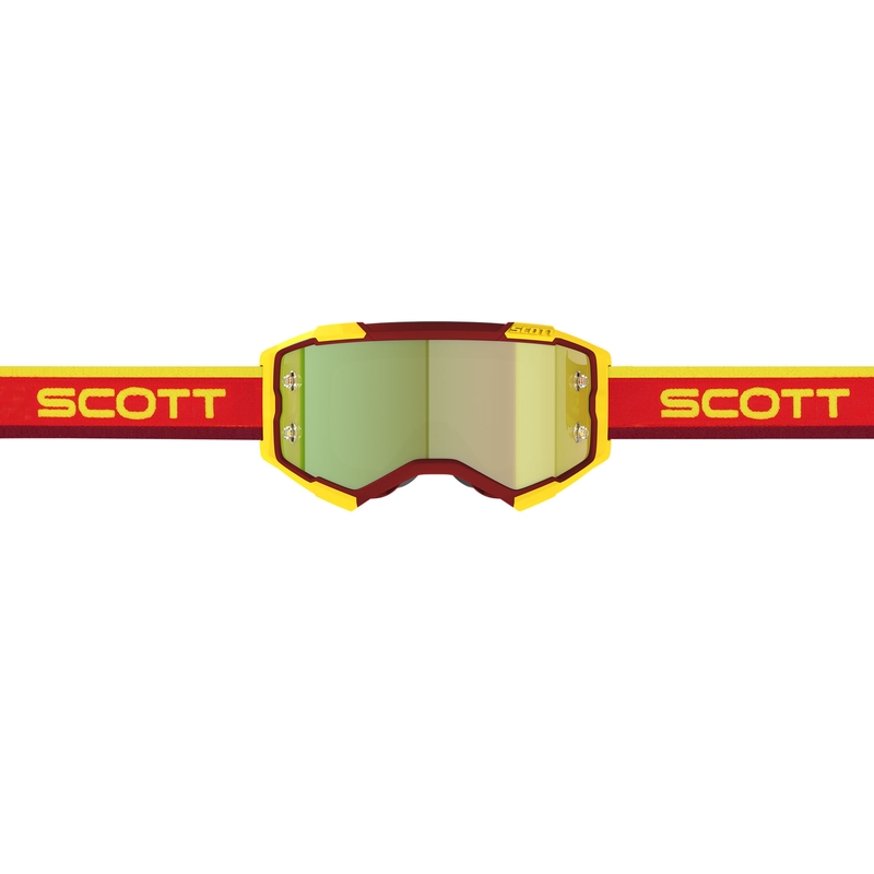 Motokrosové okuliare SCOTT Fury CH červeno-žlté so žltým zrkadlovým plexi