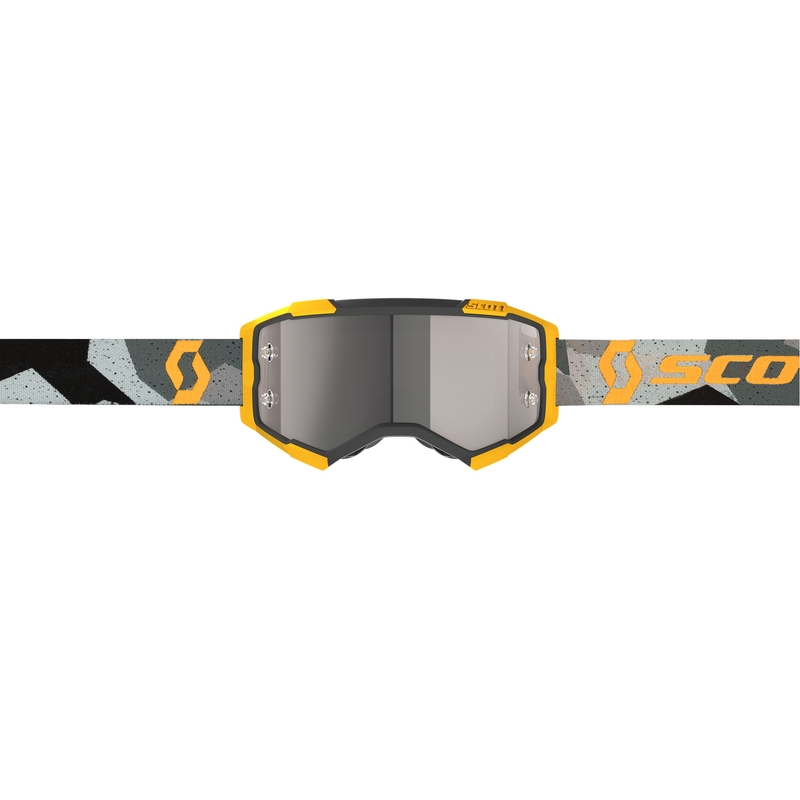 Motokrosové okuliare SCOTT Fury CH camo šedo-žlté so strieborným zrkadlovým plexi
