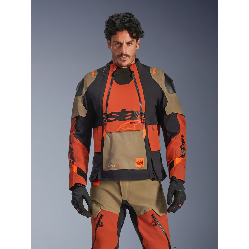 Bunda na motorku Alpinestars Halo PRO Drystar XF svetlo hnedo-tmavo oranžovo-čierna