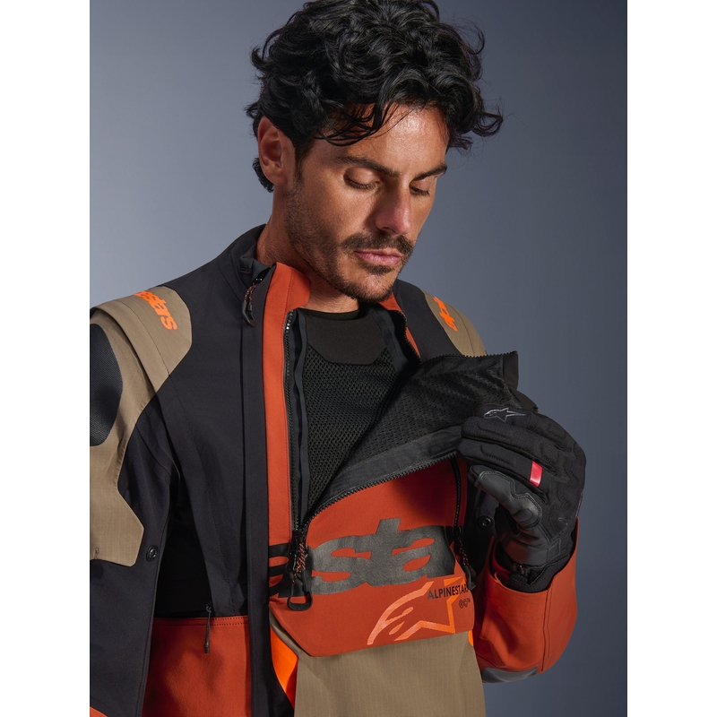 Bunda na motorku Alpinestars Halo PRO Drystar XF svetlo hnedo-tmavo oranžovo-čierna