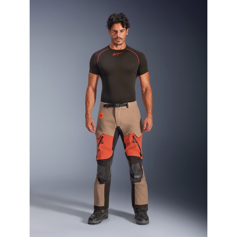 Nohavice na motorku Alpinestars Halo PRO Drystar XF svetlo hnedo-tmavo oranžovo-čierne
