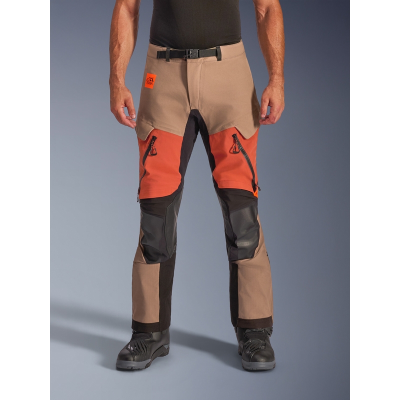 Nohavice na motorku Alpinestars Halo PRO Drystar XF svetlo hnedo-tmavo oranžovo-čierne