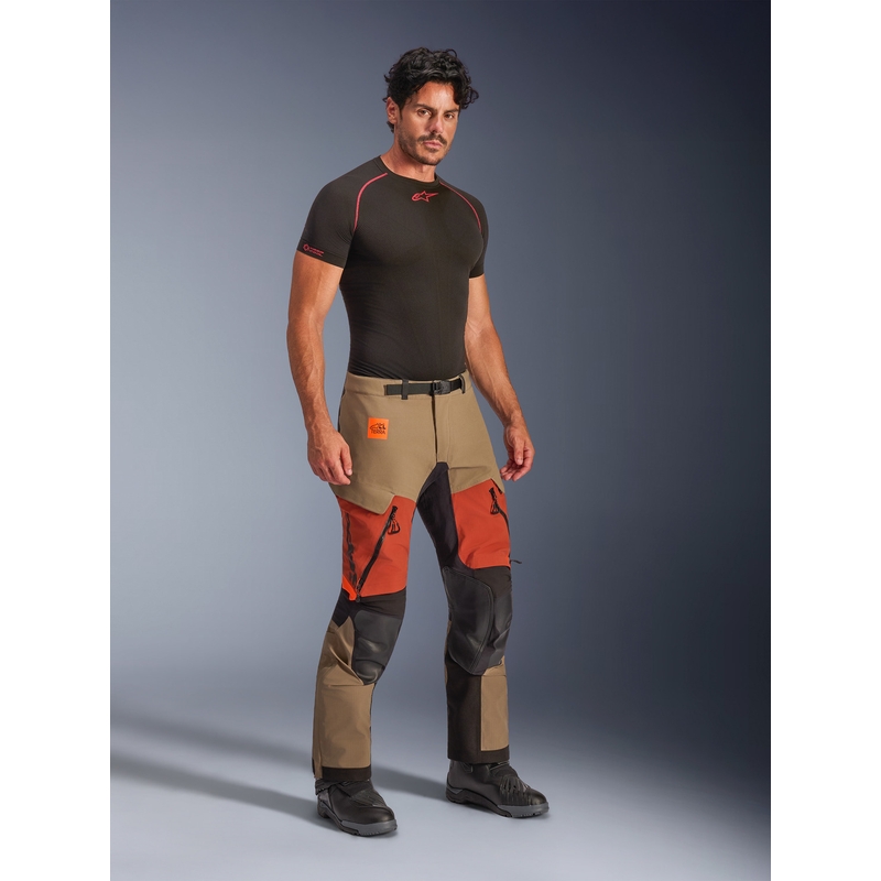 Nohavice na motorku Alpinestars Halo PRO Drystar XF svetlo hnedo-tmavo oranžovo-čierne