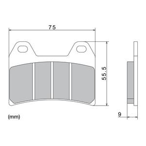 Brzdové doštičky NISSIN semi-metalická zmes 76x55.5x9 mm 2 ks