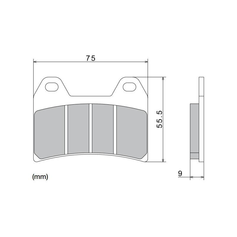 Brzdové doštičky NISSIN semi-metalická zmes 76x55.5x9 mm 2 ks