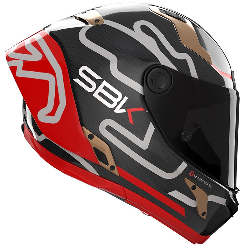 Integrálna helma na motorku Nolan X-804 RS Ultra Carbon SBK lesklá čierno-červeno-zlatá