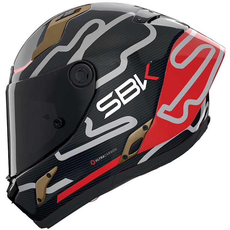 Integrálna helma na motorku Nolan X-804 RS Ultra Carbon SBK lesklá čierno-červeno-zlatá