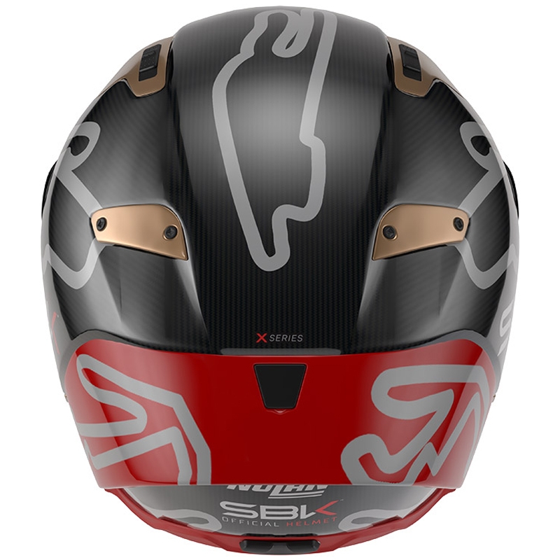 Integrálna helma na motorku Nolan X-804 RS Ultra Carbon SBK lesklá čierno-červeno-zlatá