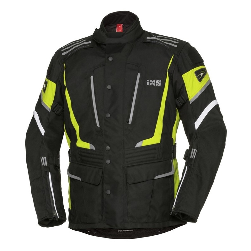 Dámska bunda na motocykel iXS Powells čierno-bielo-fluorescenčno žltá