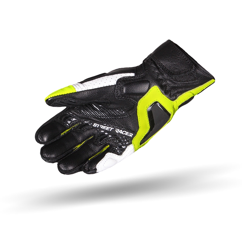 Rukavice na motocykel Street Racer XTR čierno-bielo-fluo žlté výpredaj