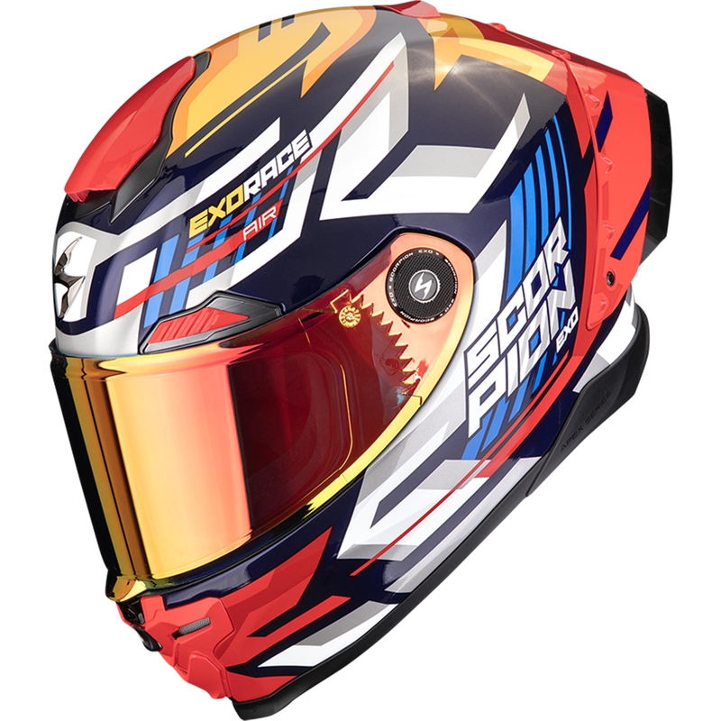Integrálna prilba na motorku Scorpion EXO-RACE Air Kobra FIM2 modro-žlto-červená