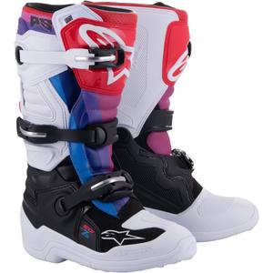 Detské motokrosové topánky Alpinestars Tech 7 S bielo-čierno-červeno-modro-fialové