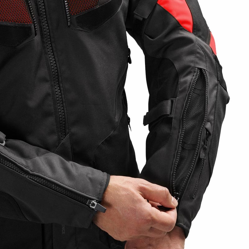 Bunda na motorku Rebelhorn Hiker IV čierno-tmavo šedo-červená