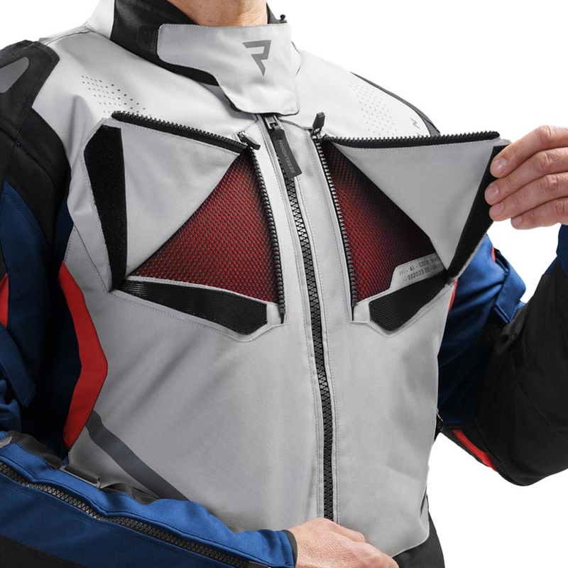 Bunda na motorku Rebelhorn Hiker IV svetlo šedo-modro-červená