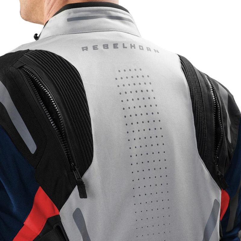 Bunda na motorku Rebelhorn Hiker IV svetlo šedo-modro-červená