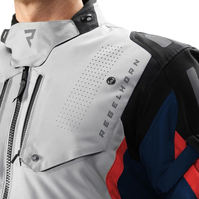 Bunda na motorku Rebelhorn Hiker IV svetlo šedo-modro-červená