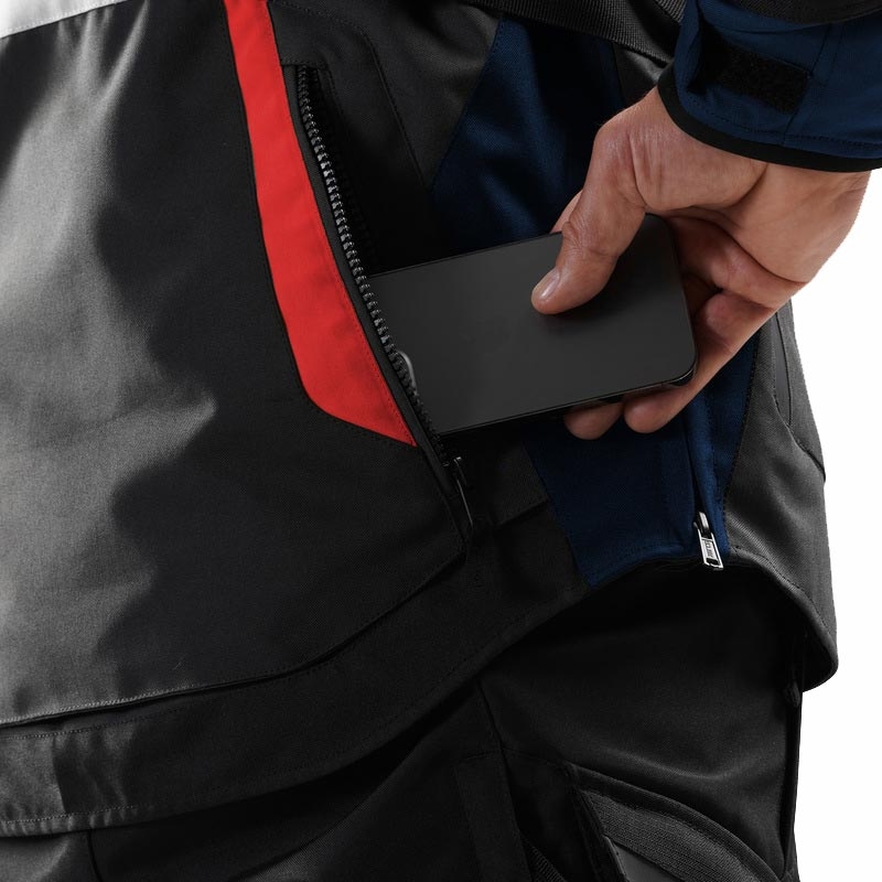 Bunda na motorku Rebelhorn Hiker IV svetlo šedo-modro-červená