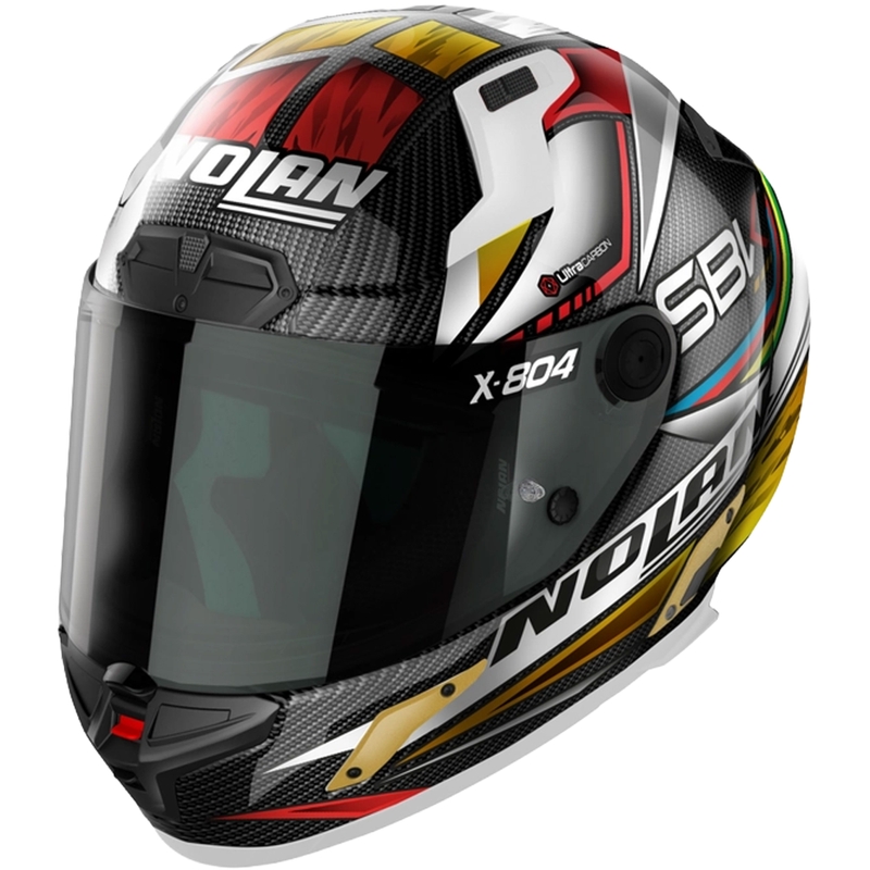 Integrálna prilba na motorku Nolan X-804 RS Ultra Carbon SBK čierno-červeno-zlatá