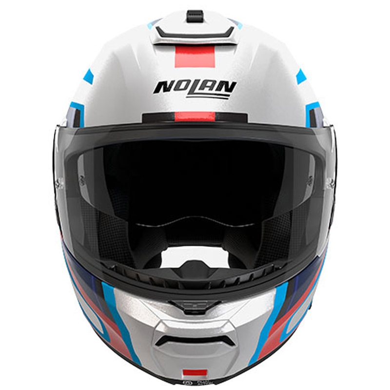 Výklopná prilba na motorku Nolan N100-6 Radiante N-COM 358 bielo-šedo-modrá