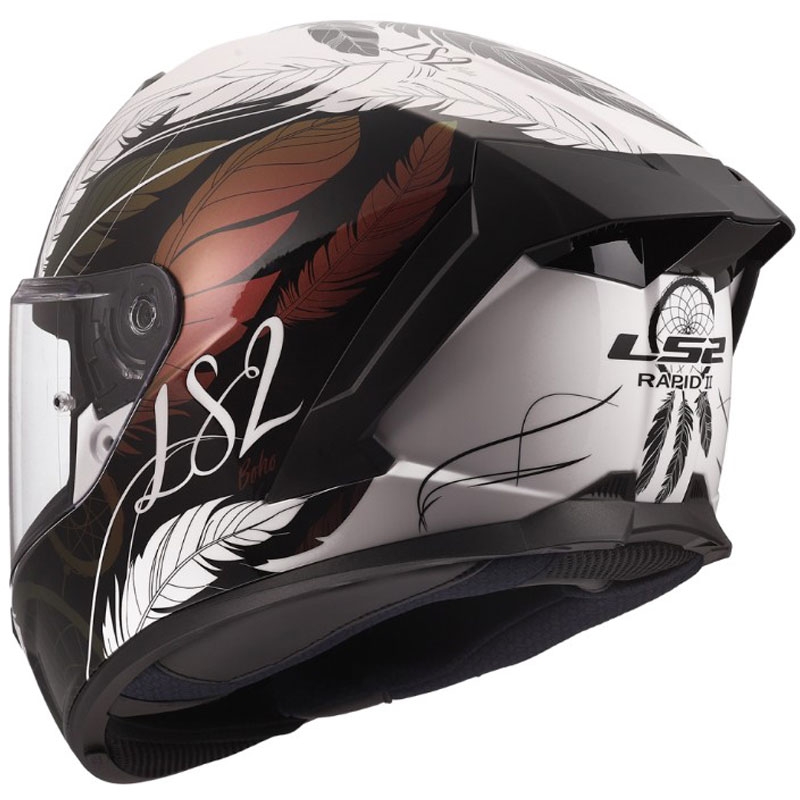 Integrálna helma na motorku LS2 FF820 Rapid III Boho lesklá bielo-čierno-ružová