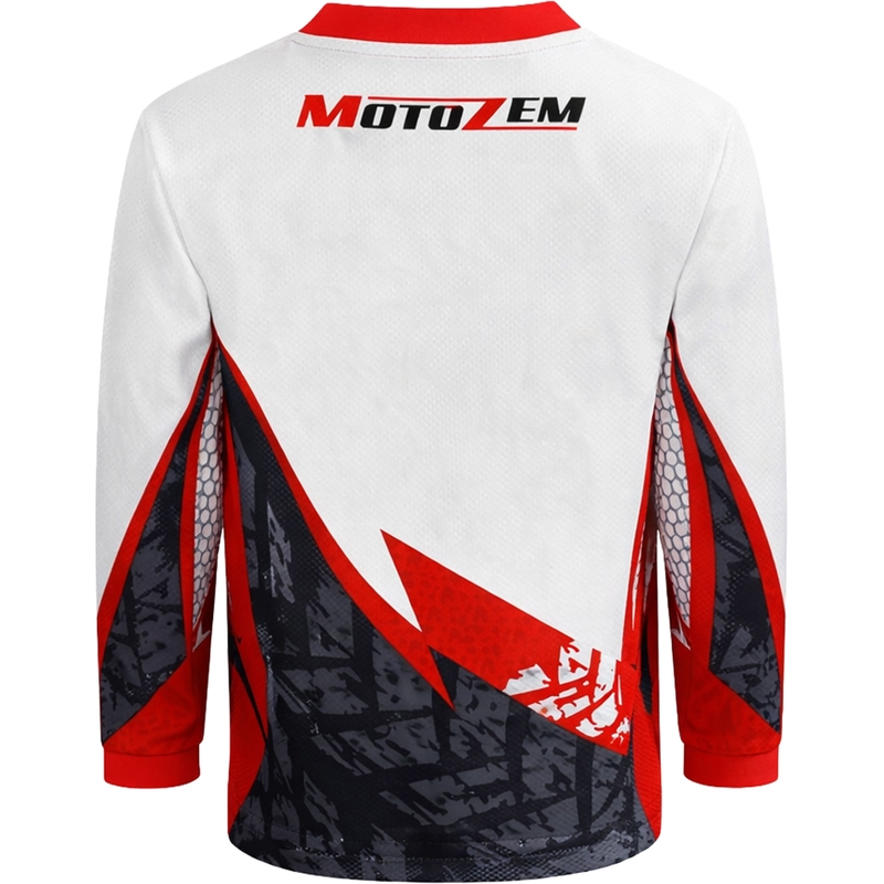 Detský motokrosový dres MotoZem Ground MX bielo-čierno-červený