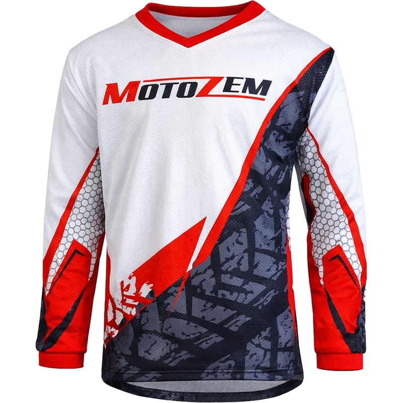 Detský motokrosový dres MotoZem Ground MX bielo-čierno-červený