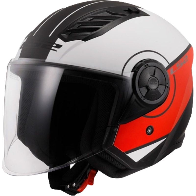 Otvorená prilba na motorku LS2 OF616 Airflow II Cover matná bielo-červená