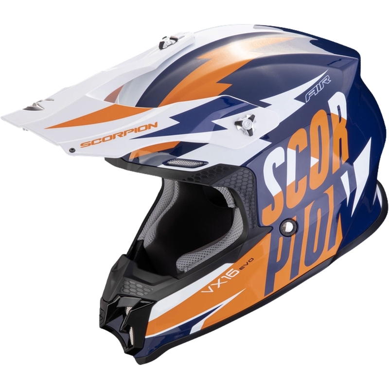 Motokrosová prilba Scorpion VX-16 EVO AIR Slanter modro-oranžová výpredaj