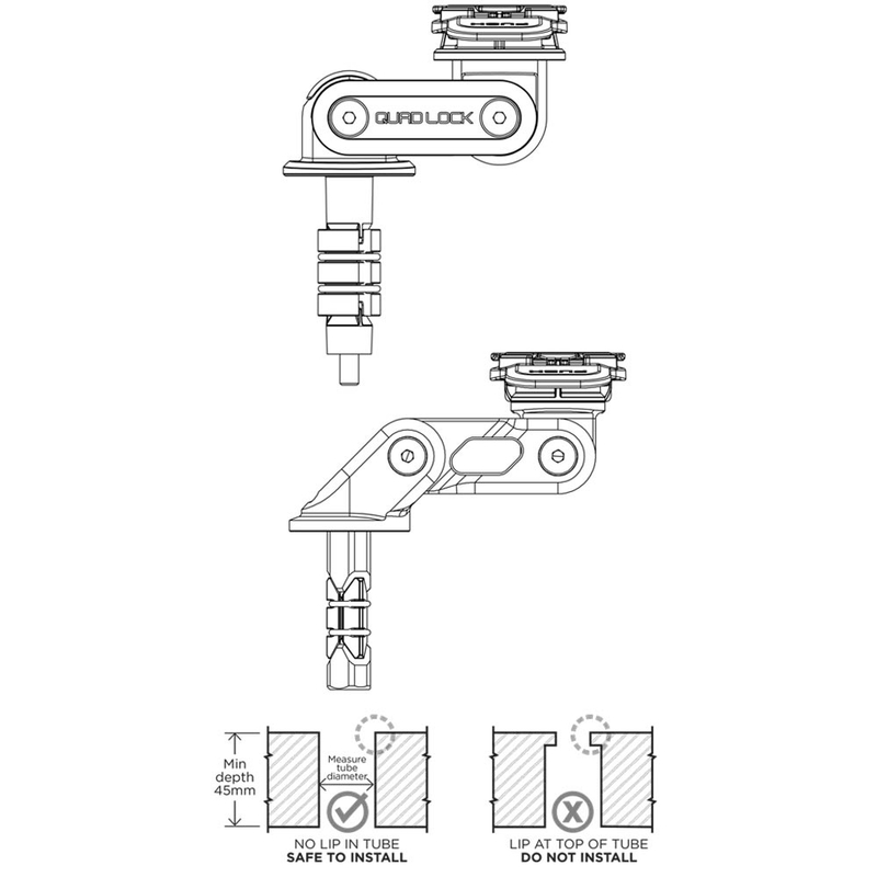 Držiak Quad Lock® do krku riadenia čierny