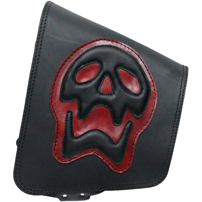 Kožená taška na motorku RSA S493 Skull HD Softail čierno-červená