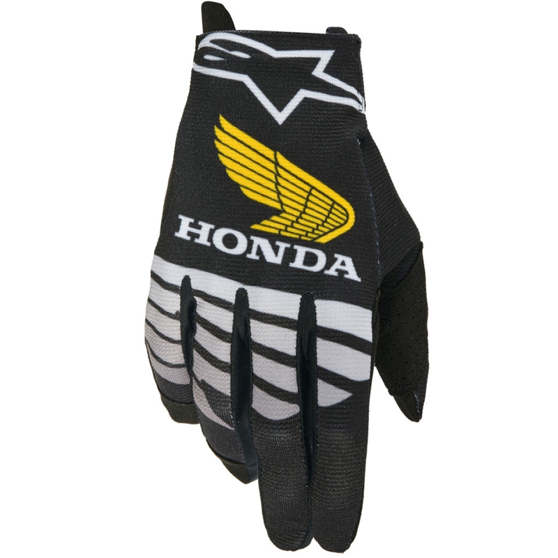 Motokrosové rukavice Alpinestars Radar Honda čierno-sivo-žlté