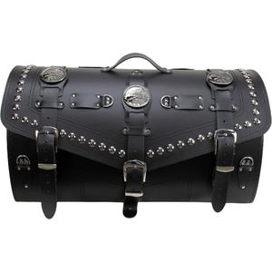 Kožený kufor na motorku so zámkom a nitmi RSA K183 čierny