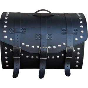 Kožený kufor na motorku so zámkom a nitmi RSA K451 čierny