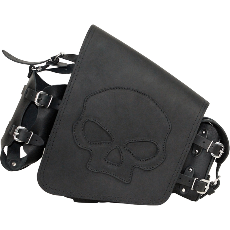 Kožená taška na motorku RSA S494 Skull HD Softail čierna