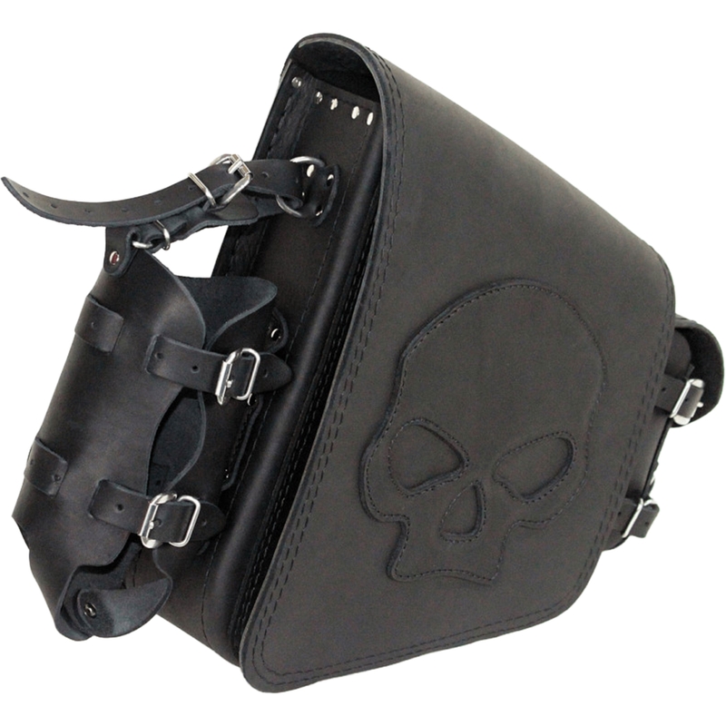 Kožená taška na motorku RSA S494 Skull HD Softail čierna